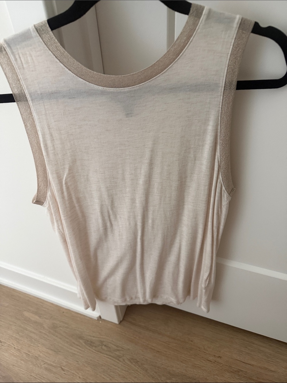 Banana Republic Cream Tank with Shimmer Trim